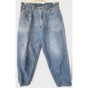 Vintage River Washed Jeans Light Blue 34/34 Relaxed Tapered 80's 90's Y2K Preppy